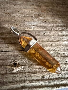 Amber Crystal Point Pendant Necklace - Unbranded charm